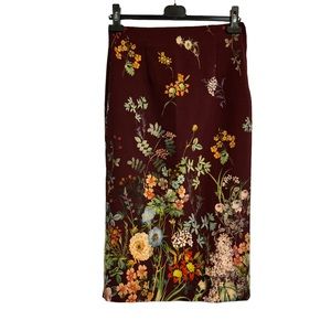 Zara Burgundy Floral Midi Skirt